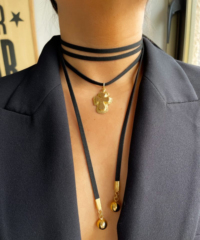 Collar Silver Black Cruz - Imagen 2