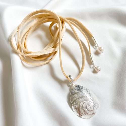 Colgante Silver Coralia + Gamuza (Elige tu color favorito)