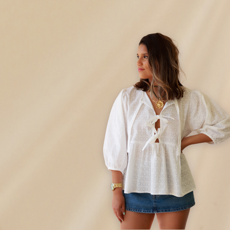 Blusa White Ribbon - Imagen 4